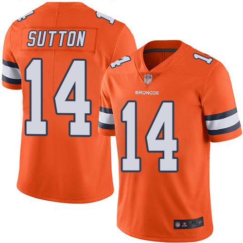Men Denver Broncos #14 Courtland Sutton Limited Orange Rush Vapor Untouchable Football NFL Jersey->denver broncos->NFL Jersey